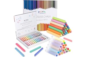 HEYOXISTA 72Pcs Colored Dustless Washable Drawing Chalk Artists Set with 24 Holder - Non-Toxic Art & Drawing Supplies for Kids,Works on Glass/Paper/Wood/Tile (Avoid Rough Textures,Not For ROUGH Chalkboard Use)