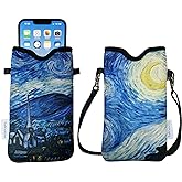 Tainada Men Women Neoprene Phone Sleeve Pouch Case Bag with Crossbody Strap/Neck Lanyard for iPhone 17/16/15 Pro Max, Air, 16/15 Plus, 16e, Samsung S25, A56, Google Pixel 10 (Starry Night)