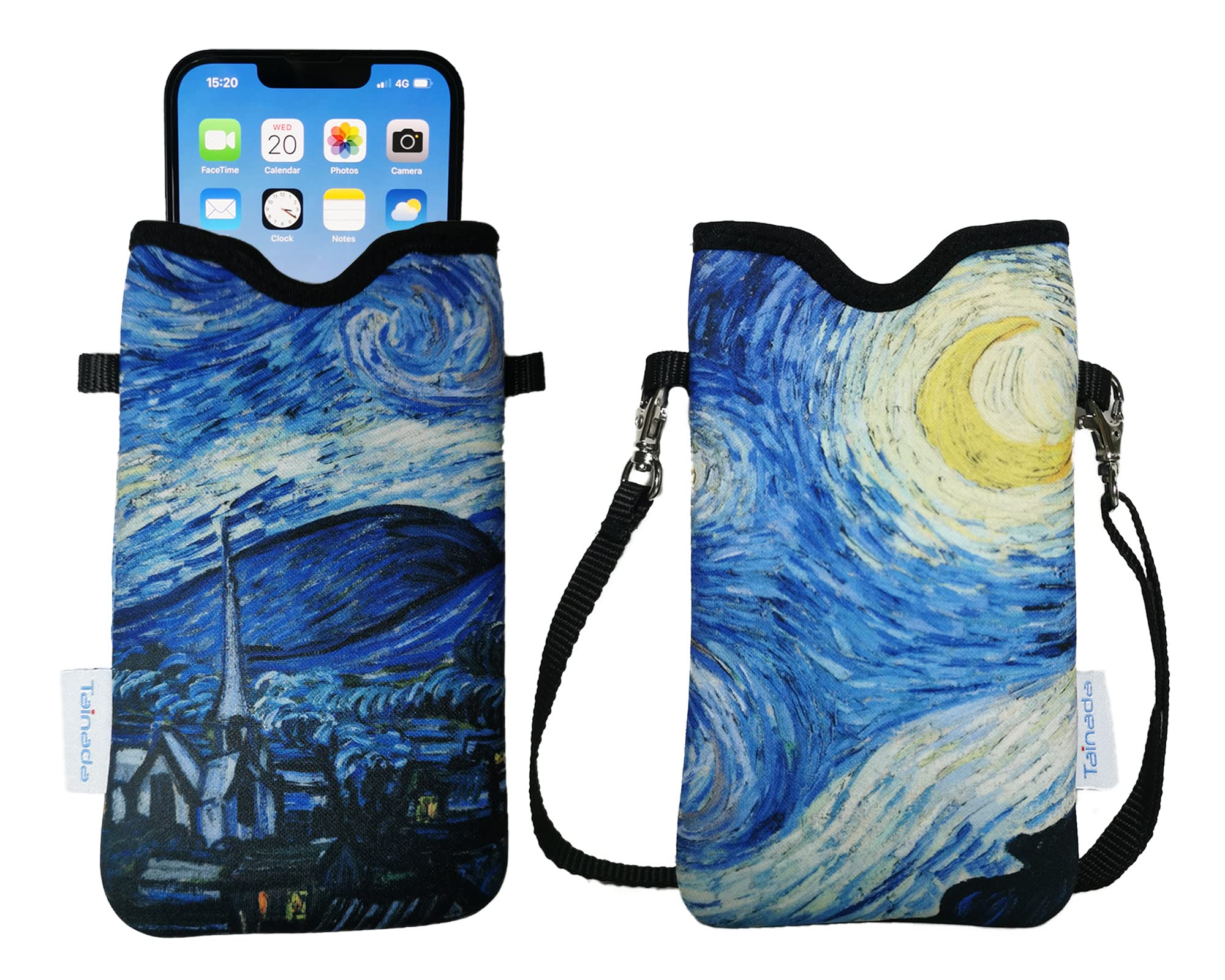 Photo 1 of Tainada Neoprene Phone Sleeve Pouch Case Bag for Men Women w/Crossbody Strap/Neck Lanyard for iPhone 16/15 /14 Pro Max, 16/15 Plus, 16e; Samsung S25, S24+, Z Fold7; Google Pixel 9 (Starry Night)