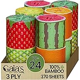 Gaias Premium and Soft FruiTP Organic Bamboo Toilet Paper | 12 Mega Rolls, 3 Ply, 370 Sheets | FSC Certified, PFAS & BPA Free