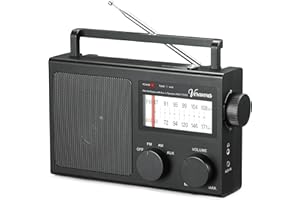 VERAVOXES Portable AM/FM Radio with Bass Control, Equipped with a Built-in high-Power Speaker, Headphone Jack, and AUX Audio 