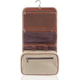 Moonster Hanging Toiletry Bag Womens & Men’s Travel Toiletries Bags – Genuine Buffalo Leather & Green Canvas Toiletry Bags fo