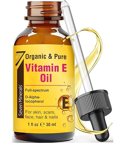 liquid vitamin e for skin Natnique Vitamin E Oil 1oz 100% Natural for Nails, Hair, Face, Eyebrows, Eyelashes, and Body. Non-GMO, Natural D-Alpha Tocopherol. for Na