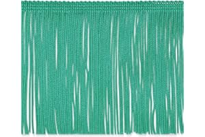 Trims By The Yard 4" Chainette Fringe Trim, Polyester-Made Decorative Fringe Trim, For Costumes, Uniforms, Home Decor, and Party Decorations, Washable Fringes, 5-Yard Cut Jade