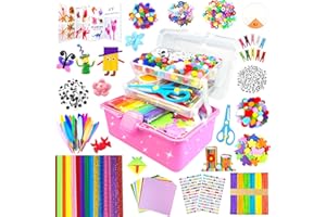 BNUZEIYI 3000 Arts and Crafts Supplies for Kids Craft Kit Craft Box with Pipe Cleaners Arts and Crafts for Kids Age 4-6, 6-8, 8-12 DIY School Supplies Materials Set Toys Gifts for Girls Boys Toddlers, Red