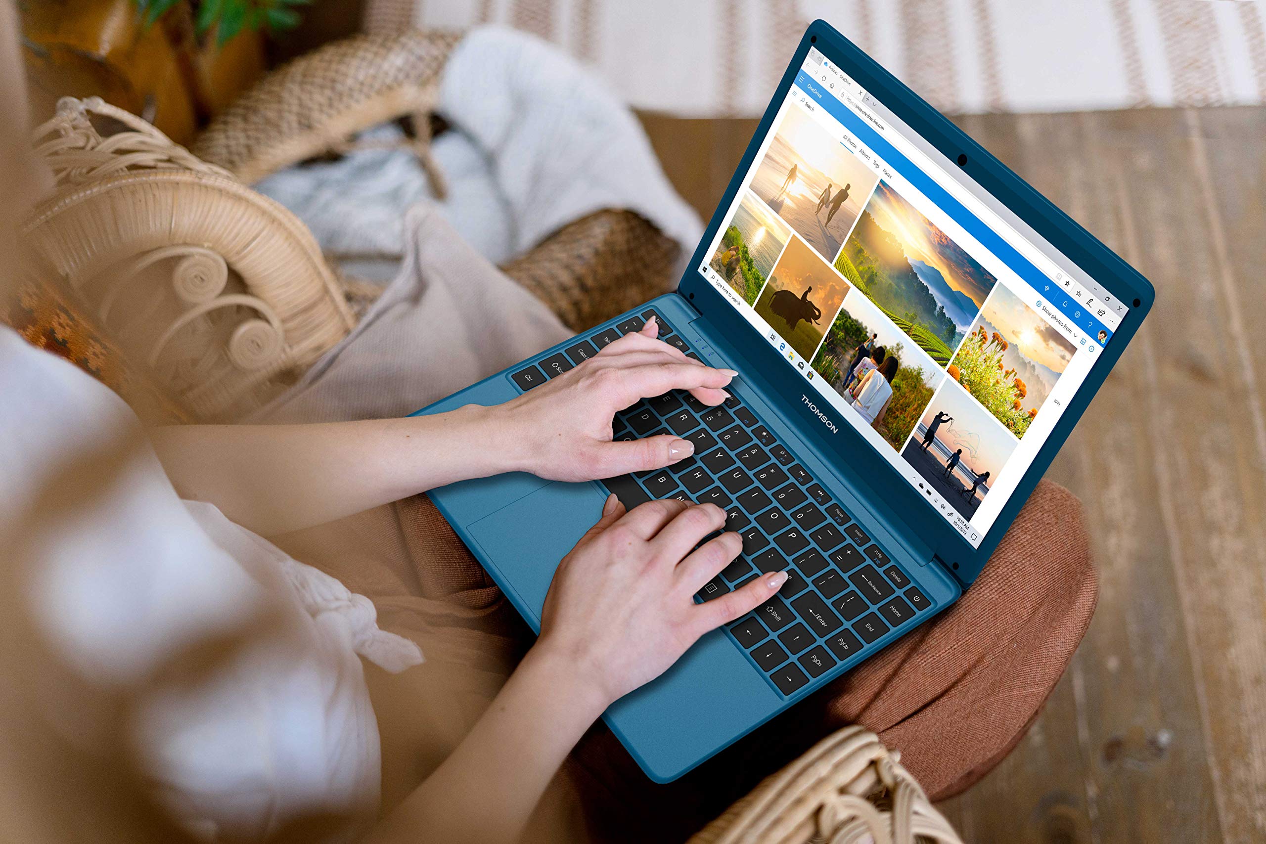 Thomson Laptop NEOX14, 14.1 Inch, Intel Celeron, 4Gb RAM, 64Gb eMMC Storage, Windows 10 - Blue - Aluminum Chassis - REFURBISHED Like New