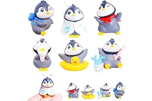 EVDERS 6Pcs Mini Resin Penguin Figurines, Cute Miniature Penguin Figurines, Mini Pudgy Penguins Figures for Penguins Birthday Decorations Micro Landscape Fairy Garden, Tiny Ocean Animals Figurine