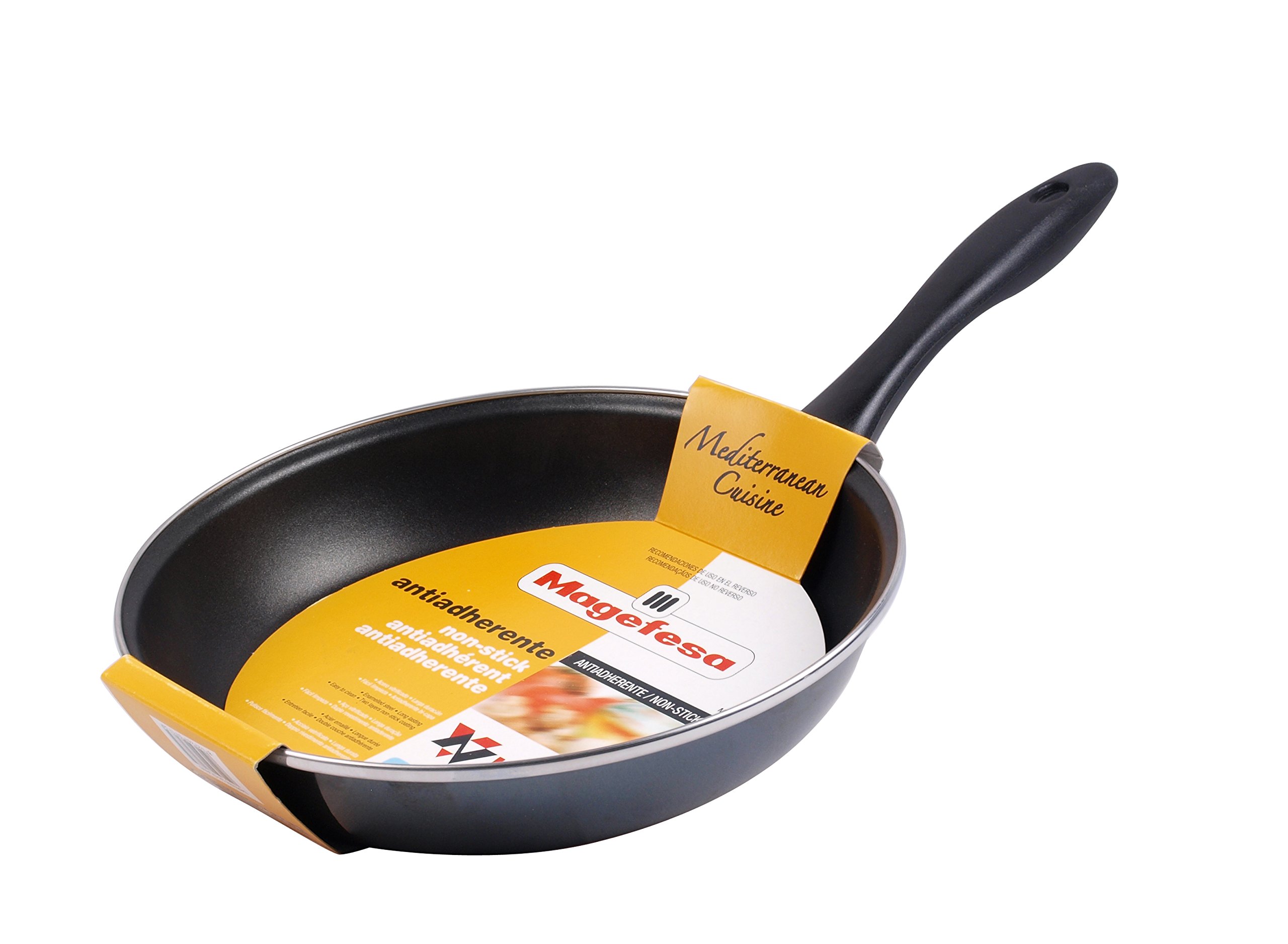 Desconocido MAGEFESA Glass – Frying Pan 26 cm Vitrified Steel Exterior Black Glass. Non-Stick Bilayer Reinforced, Suitable for All Types of Cookers, Special Induction. 50% Energy Saving.