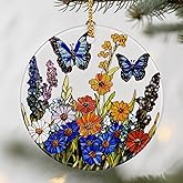 Wildflower Butterfly Ornament, Christmas Ornaments: Christmas Tree Decorations, Holiday Decor, Stocking Stuffers, Gift Ideas, Xmas Gift, Butterfly Lover Gifts & Gifts for Nature Lover
