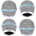 Facmogu Beta58A Steel Mesh Microphone Grill Head, Blue Microphone Grille Replacement Head for DIY Parts Accessory, Mic Replacement Grill Cover Built in Foam Filter, Mic Grilles Head for SM58 SM58S