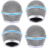 Facmogu Beta58A Mesh Microphone Grill Head, Microphone Grille Replacement | Makes Mic Look New Again | Exact Replacement Head with Blue Steel and Built in Foam Filter | Works with SM58 SM58S