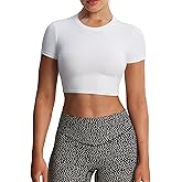 Aoxjox Short Sleeve Crop Tops for Women Classic Longline Baby Tee Workout T Shirt Top