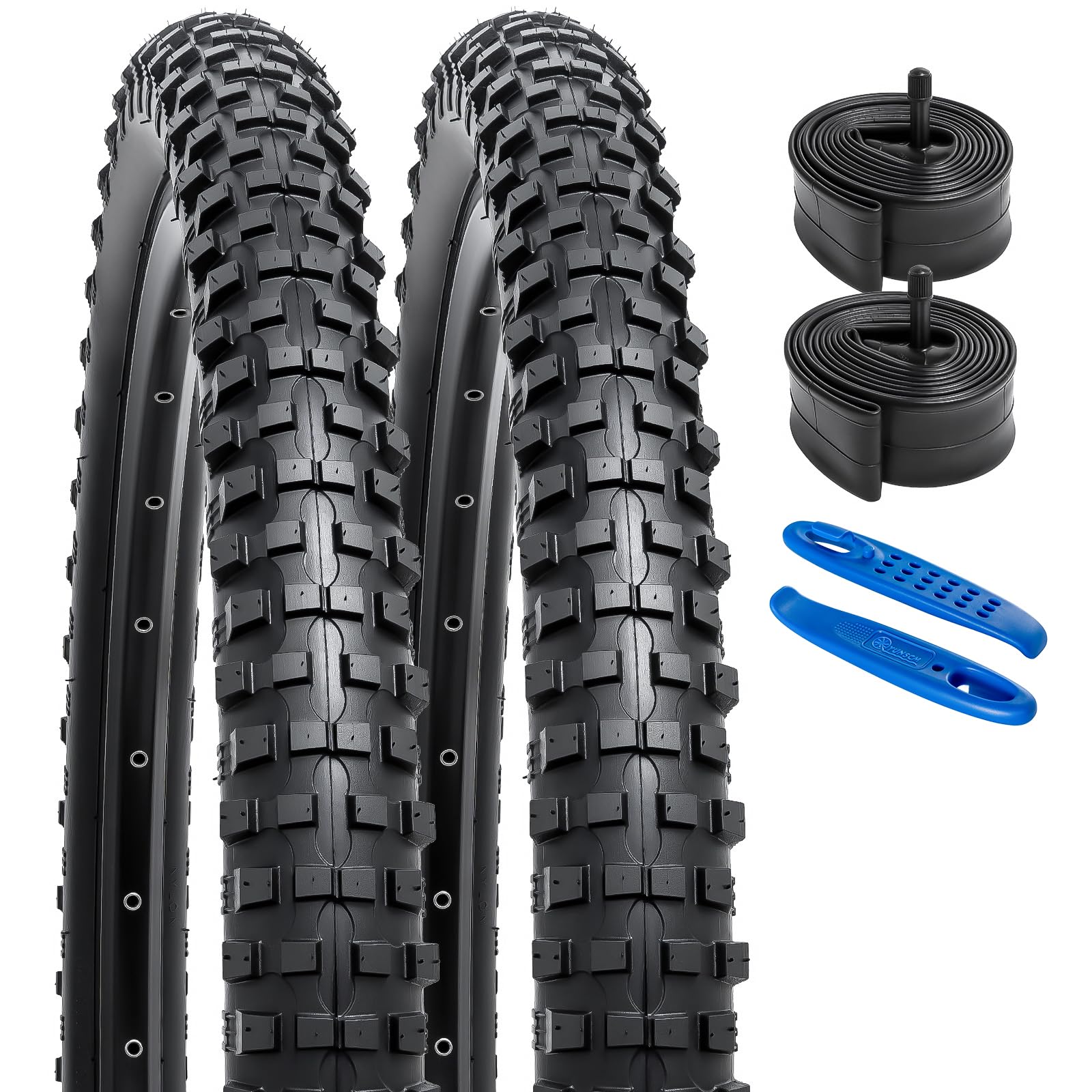 Photo 1 of YUNSCM 2-PCS 24" Mountain Bike Tires 24x2.30/56-507 and 24" Bike Tubes Schrader Valve Compatible with Mountain Bike 24x2.25 24 x 2.30 24x2.35 Bike Tires and Tubes (Y-697)