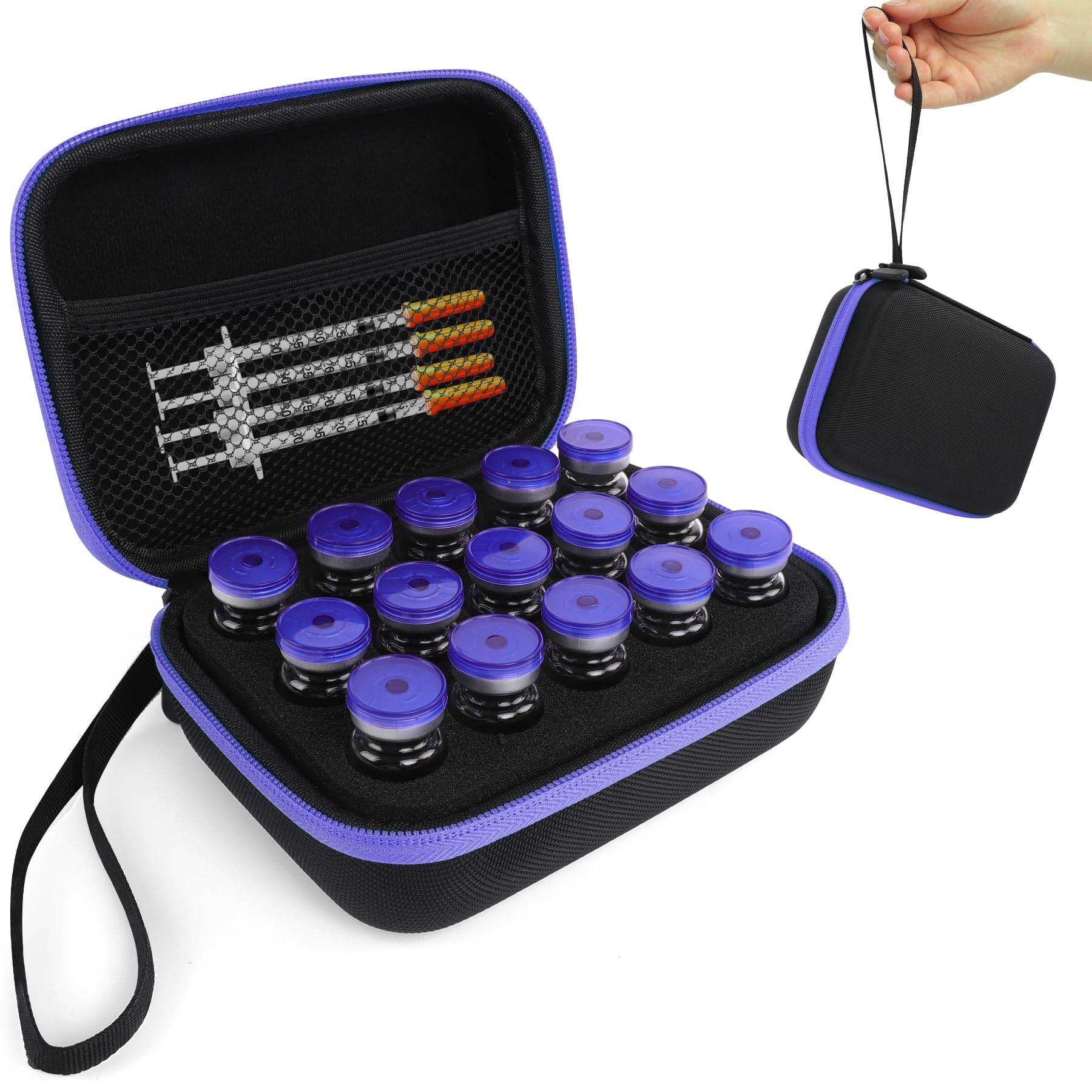 Photo 1 of Insulin Fridge Holder Storage Case Peptide Vial Case Protector Holder Insulin Cooler Travel Organizer Fits Standard 10ml U-100 Vials 15 Slots with Zipper