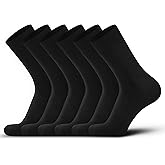 DarkCom Men's Dress Socks, Black, 6 Pairs Classic Cotton Polyester Socks, Reinforced, Cozy