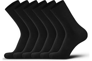 DarkCom Mens Dress Socks, Black Socks for Men, 6 Pairs Classic Cotton Polyester Socks, Reinforced, Cozy