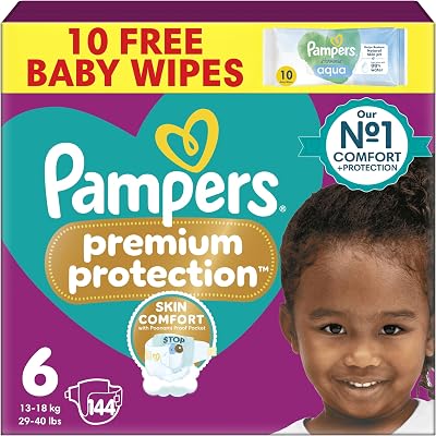Pampers Premium Protection Size 6 Nappies 144 13-18kg Monthly Pack