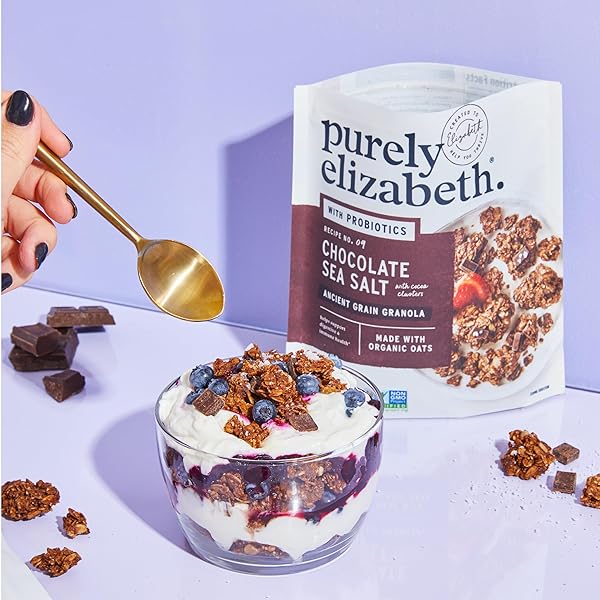 PURELY ELIZABETH, CHOCOLATE SEA SALT, ANCIENT GRAIN GRANOLA WITH PROBIOTICS, GLUTEN-FREE, NON-GMO (8OZ BAG)