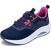 ephiza Women's Walking Shoes with Arch Support Orthotic Sneakers for Plantar Fasciitis Heel and Foot Pain Relief Tennis BlueRed Size 6.5