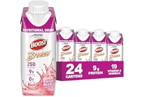 BOOST Breeze Clear Nutritional Drink - 250 Calories - 19 Vitamins & Minerals - 9 g Protein – Fortified Clear Nutritional Drink with Vitamin A & Zinc - Wild Berry Flavor - 8 fl oz (Pack of 24)