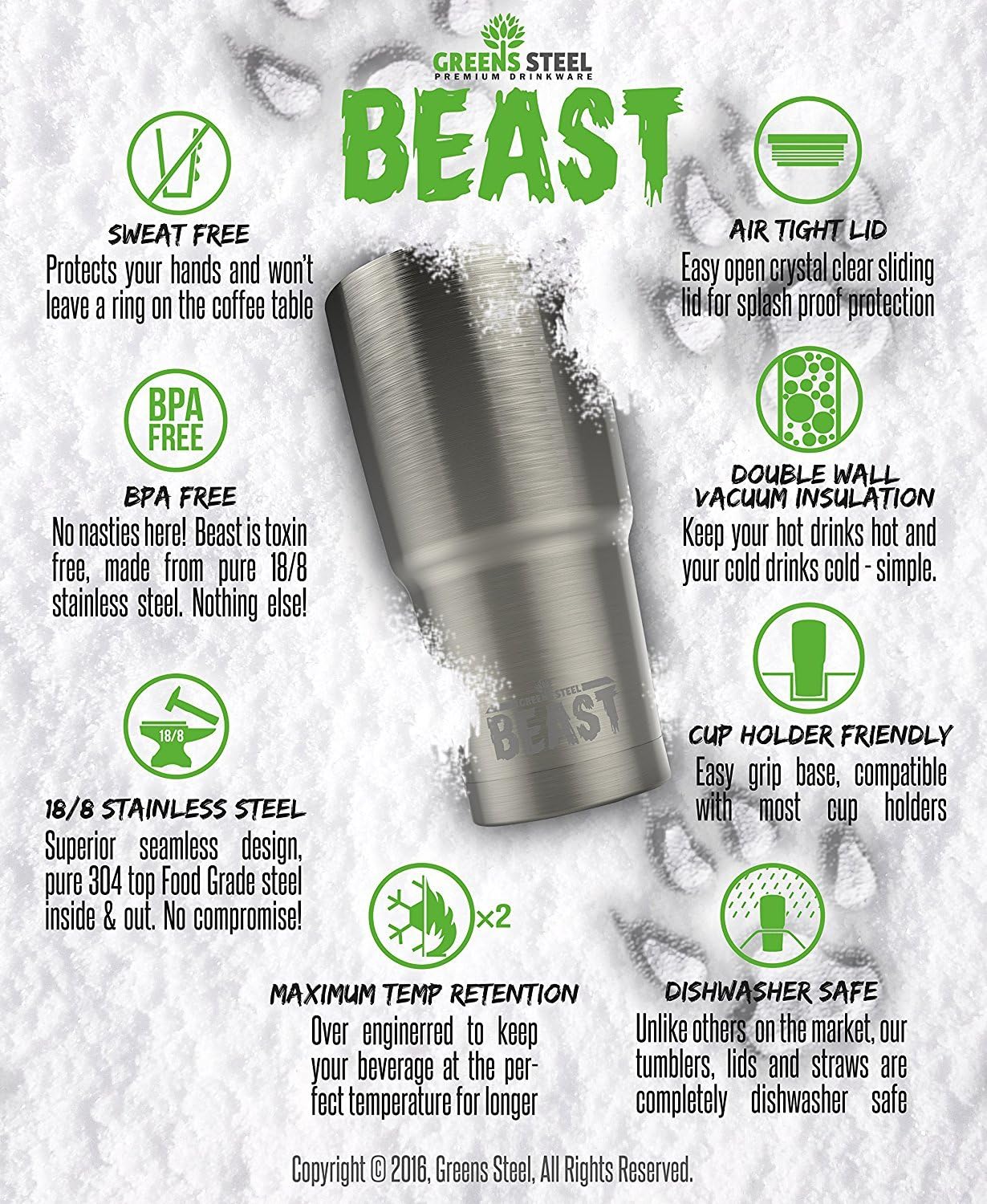 Beast Tumbler - 550 ml (20 oz), Purple, Deep Purple, 20 Ounces - Image 3