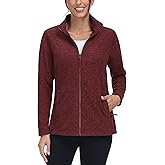TACVASEN Women's Full Zip Fleece Jacket Lightweight Jacket Womens Winter Warm Coats with 2 Zipper Pockets