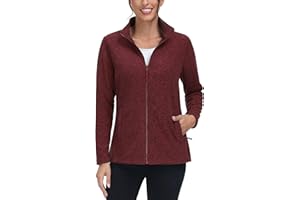 TACVASEN Women's Full Zip Fleece Jacket Lightweight Jacket Womens Winter Warm Coats with 2 Zipper Pockets