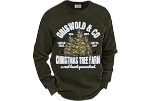 Arvilhill Men Fleece-Lined Christmas Sweatshirt Vintage Classic Print Raglan Pullover (M-XXL)