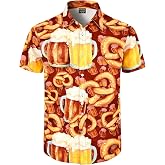 Fashonal Men's Bavarian Oktoberfest Novelty Button Down Shirt, M-4XL