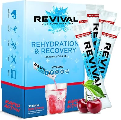 Revival Shots Revival Rapid Rehydration Electrolyte Sachets Cherry 30 Pack