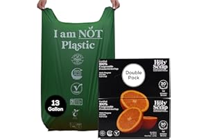 HOLY SCRAP! Extra Large Compostable Trash Bags - 13 Gallon, 60 Pack | Plastic-Free & Decomposing Tall Kitchen Garbage Bags & Liners with Easy-Tie Handles | Thick Bin Bags for Green & Food Waste