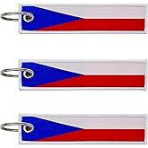 LLBFHH 3 Pcs Czech Republic Czechs Country Flag Keychain,Woven label Key Chains for Car Keys,Fabric Key Chains Men and Women,Used for Various Decorations.