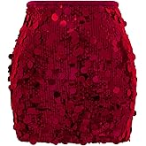 COOUFE Women Sequin Mini Skirt Sexy Sparkle Waist Elastic Stretch Night Out Party Club Short Skirts