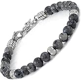 10:10 Jewels Bracelet for Men and Women – Natural Labradorite Gemstones and Stainless Steel – Adjustable & Durable & Elegant – Made in Italy
