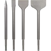 Sabre Tools SDS Plus 4-Piece Chisel Set, Thinset Scraping Bit 3&rdquo; x 10&rdquo; Thinset Scaling Chisel, Point Chisel, Flat Chisel, Wide Chisel - SDS Chisel Bits for Hammer Drills &ndash; Tile Removal