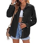 Zeagoo Womens Color Block Button Down Shirts Long Sleeve Linen Shirt Oversized Cotton Blouses Tops with Bust Pocket