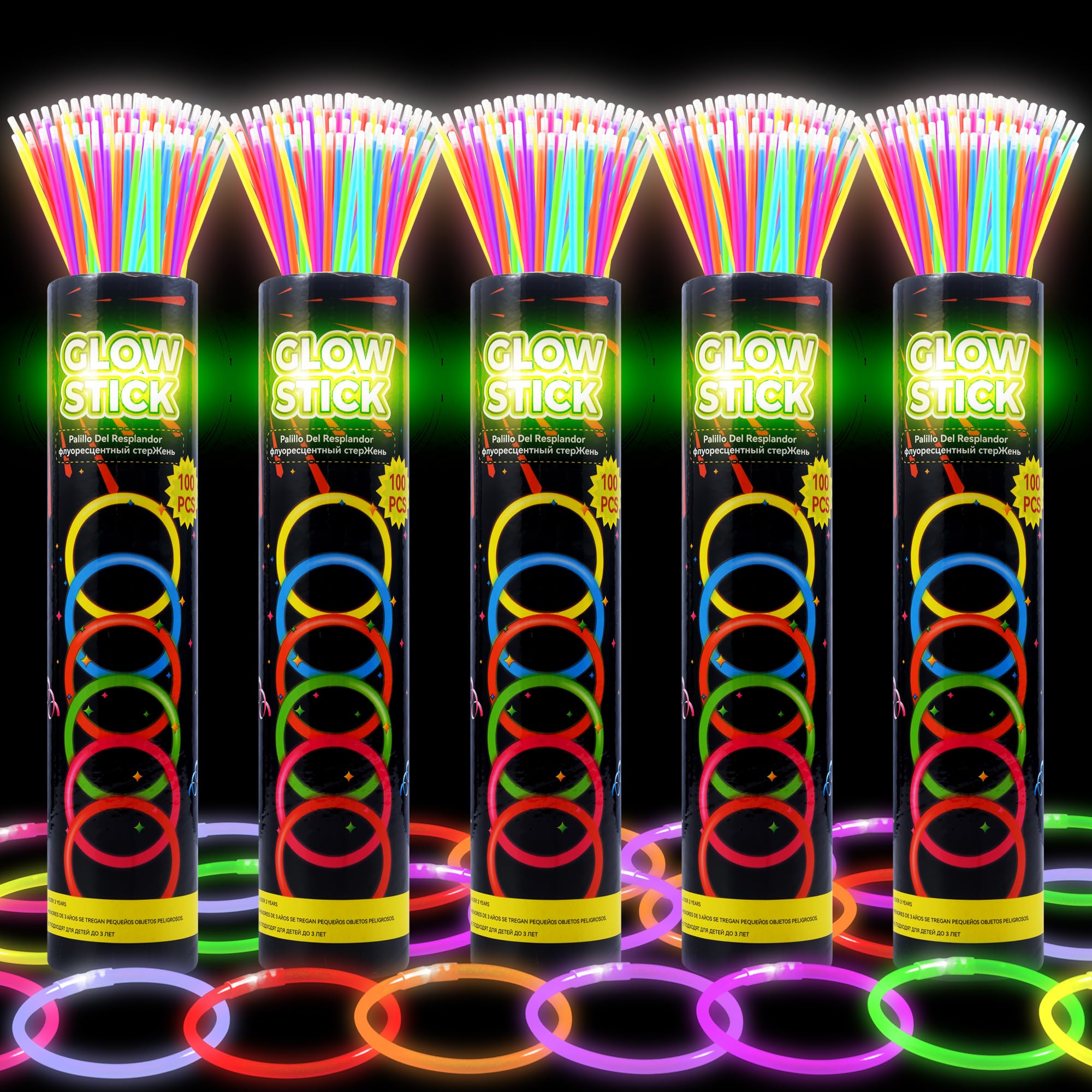 Photo 1 of ******** ONLY 300 ***** JSronms 500 Ultra Bright Glow sticks,8" Glow Sticks Bulk,Glow Sticks For Kids Bulk Party Pack,Glow in The Dark Party Supplies,Glowsticks Party Favors with Bracelets and Necklaces