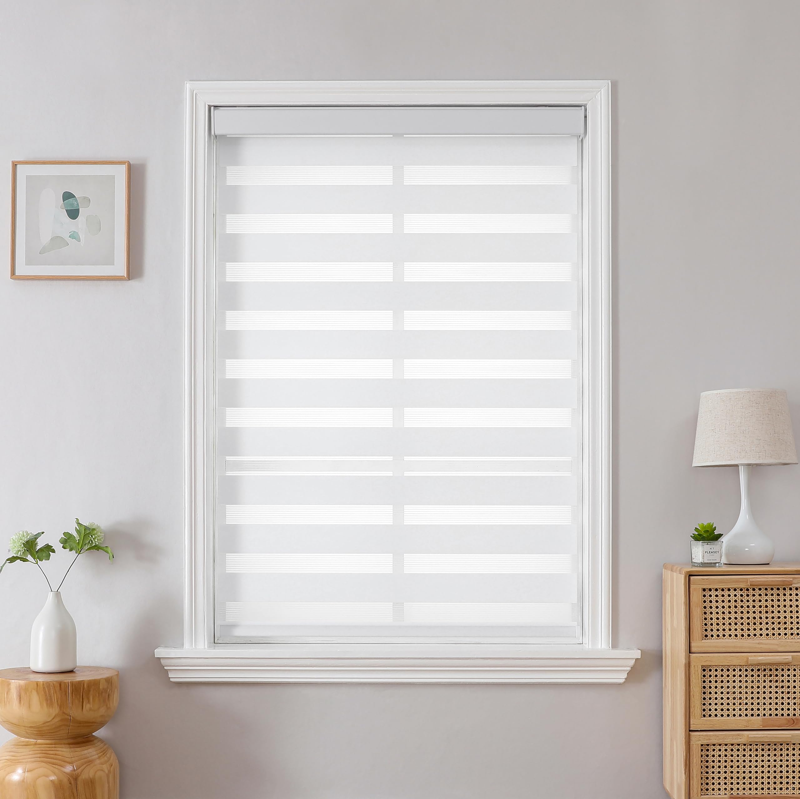 Photo 1 of *See Clerk Notes*
Joydeco Cordless Zebra Blinds for Windows, Dual Layer Light Control Window Blinds with Light-Proof Aluminum Cover, Free-Stop Roller Shades for Home & Office (White,34" W x 75" H)