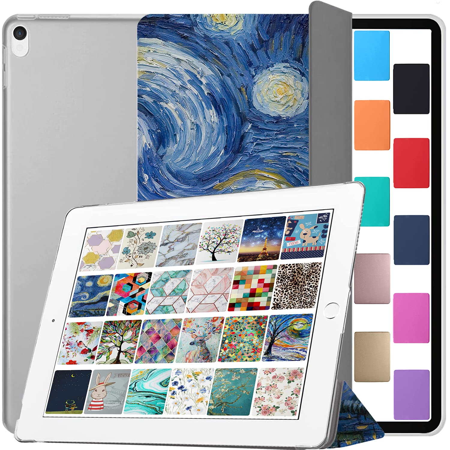 DuraSafe Cases for iPad Pro 12.9 2 Gen Transparent Back Case A1670 MQDC2B/A MQDD2B/A MQDA2B/A A1671 MP6H2B/A MP6J2B/A MP6G2B/A MPL02B/A MPL12B/A A1821 MQEF2B/A MQED2B/A - Starry Night