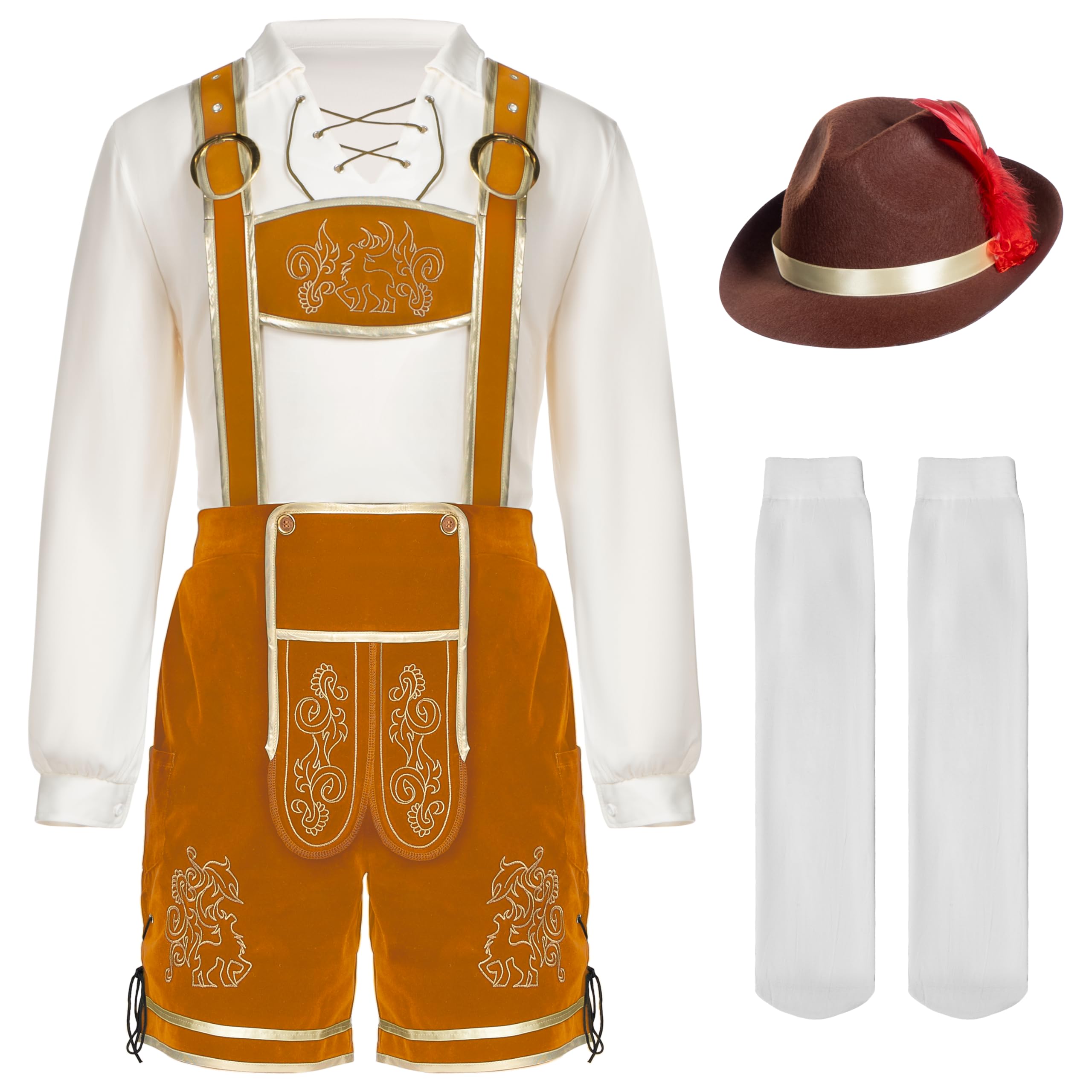 Spooktacular Creations Men’s German Bavarian Oktoberfest Costume Set, Beer Costume Hat for Adults Halloween and Beer Festival