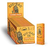 Zig-Zag French Orange Rolling Papers and Tips combo carton 1 1/4 Size. | Slow Burning, 24 Booklets (32 Sheets &amp; Tips Each), With Filter Tips, 100% Natural Flax Plant Fibers