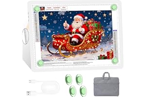 KOBAIBAN A4 Magnetic Light Pad with Bag, Rechargeable Diamond Art Light Board with Side Physical Buttons, 3 Color Light Modes Super Bright Light Table Light Box for Tracing, Drawing, Sketching (White)