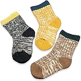 Baby Boys Girls Socks - 3 Pairs Toddler Thick Warm Seamless Chunky Knit Cotton Socks Kid Cotton Crew Socks