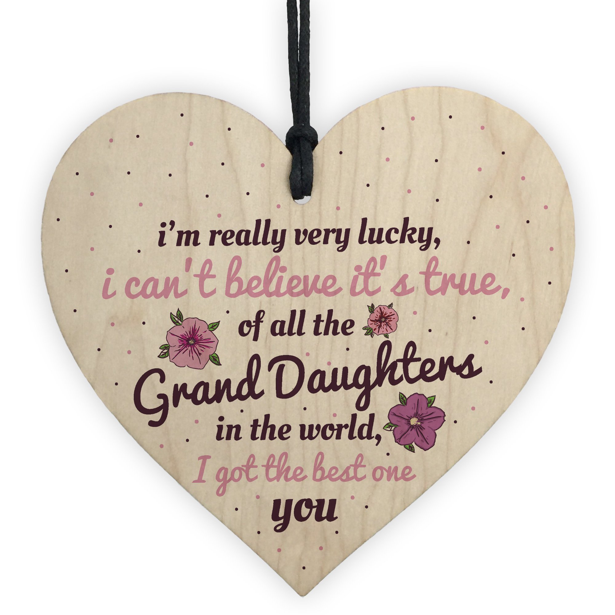 Red Ocean Granddaughter Gift Hanging Wooden Heart Birthday Thank You Gifts For Her Keepsake Sign