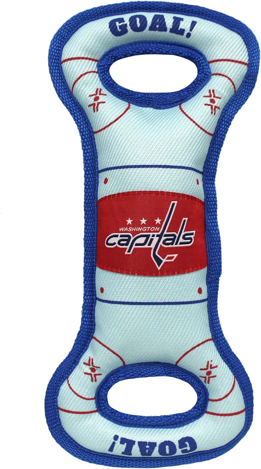 Pets First NHL Washington Capitals Hockey Field Dog Tug Fetch Squeak Chew Toy, Team Color, one Size (CAP-3030)