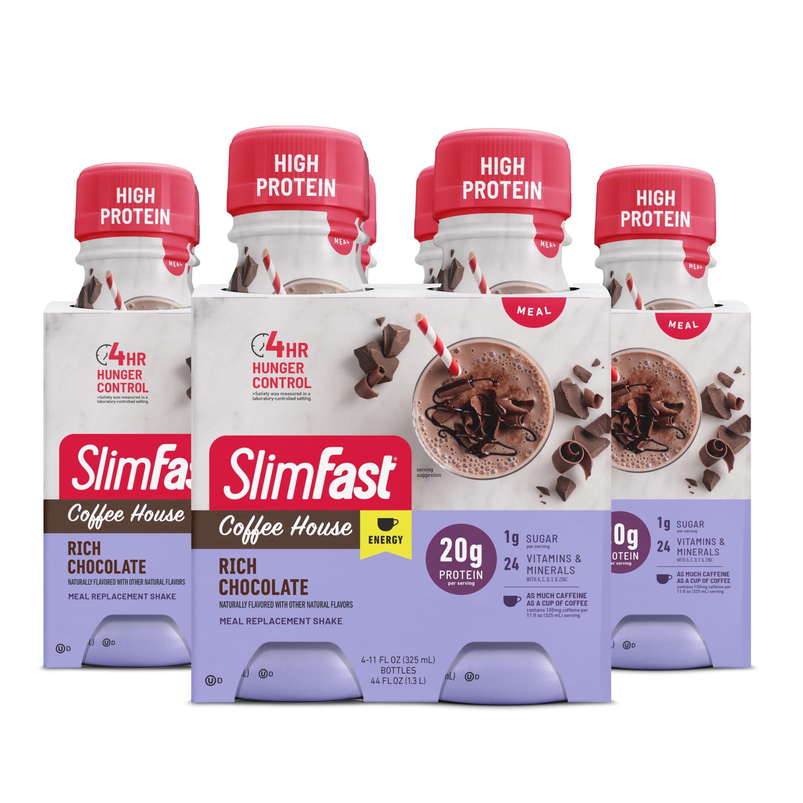 Photo 1 of SlimFast Advanced Energy High Protein Meal Replacement Shake, Rich Chocolate, 20g of Ready to Drink Protein with Caffeine, 11 Fl. Oz Bottle, 84 Cases of 4 Count (Pack of 3) (Packaging May Vary)