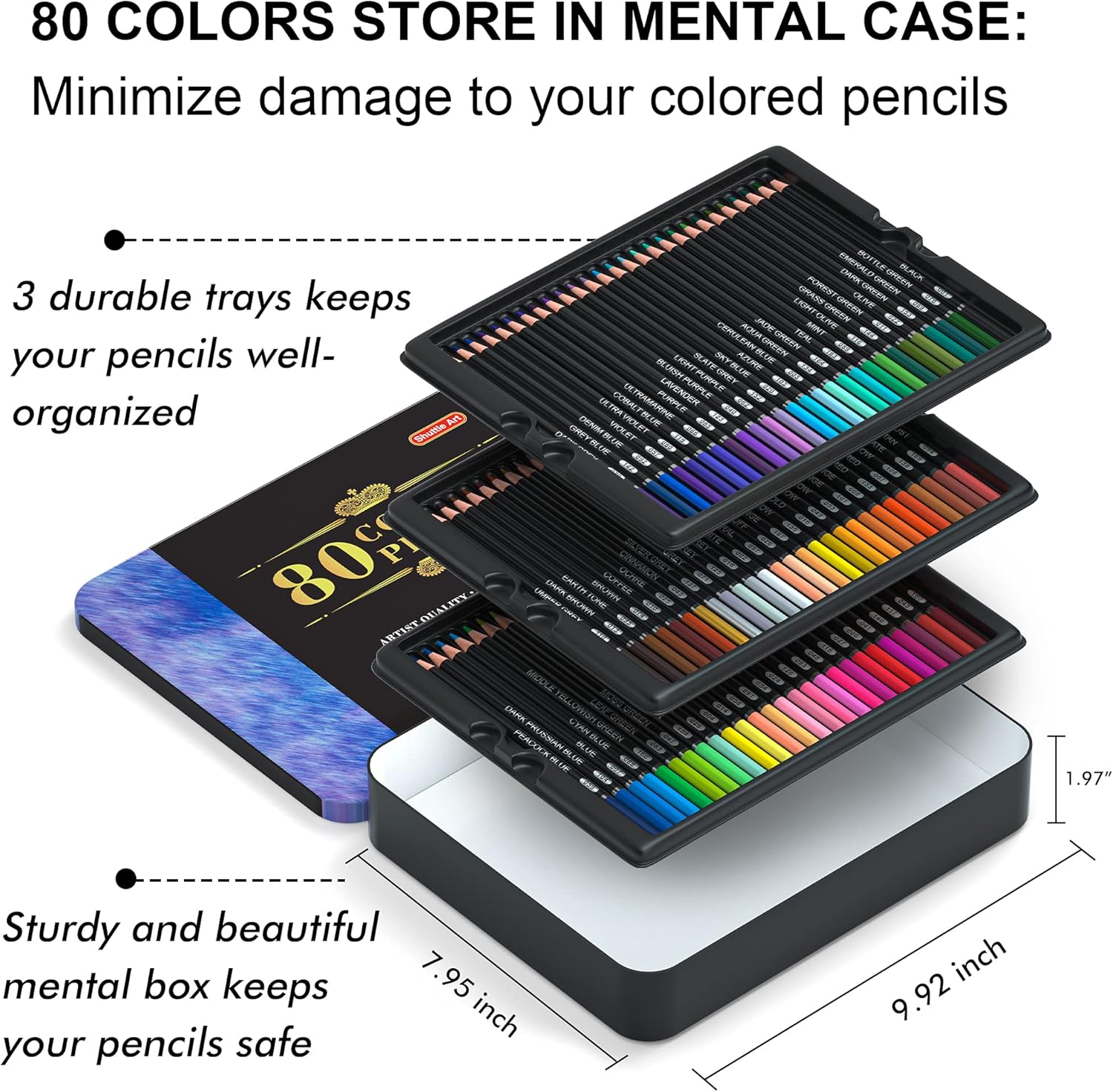 80 Colored Pencils, Shuttle Art Soft Core Coloring Pencils with Coloring Book, Sketch Pad and Sharpener, Premium Color Pencils for Adult Coloring, Sketching and Drawing, Art Supplies for Kids & Adults : Office Products