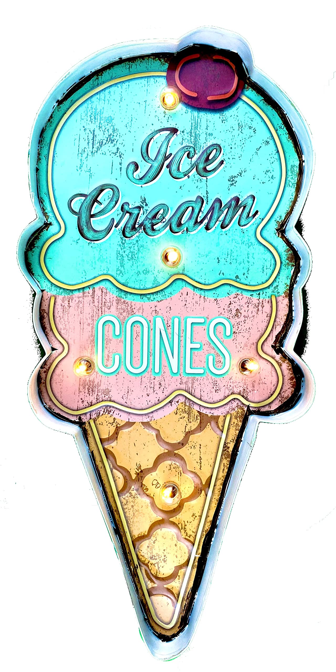 DiiliHiiri Ice Cream Shop Sign Novelty Retro Sign American Retro Bar Pub Cafe Kitchen Vintage 50s Sign 41x23x5cm (9113)