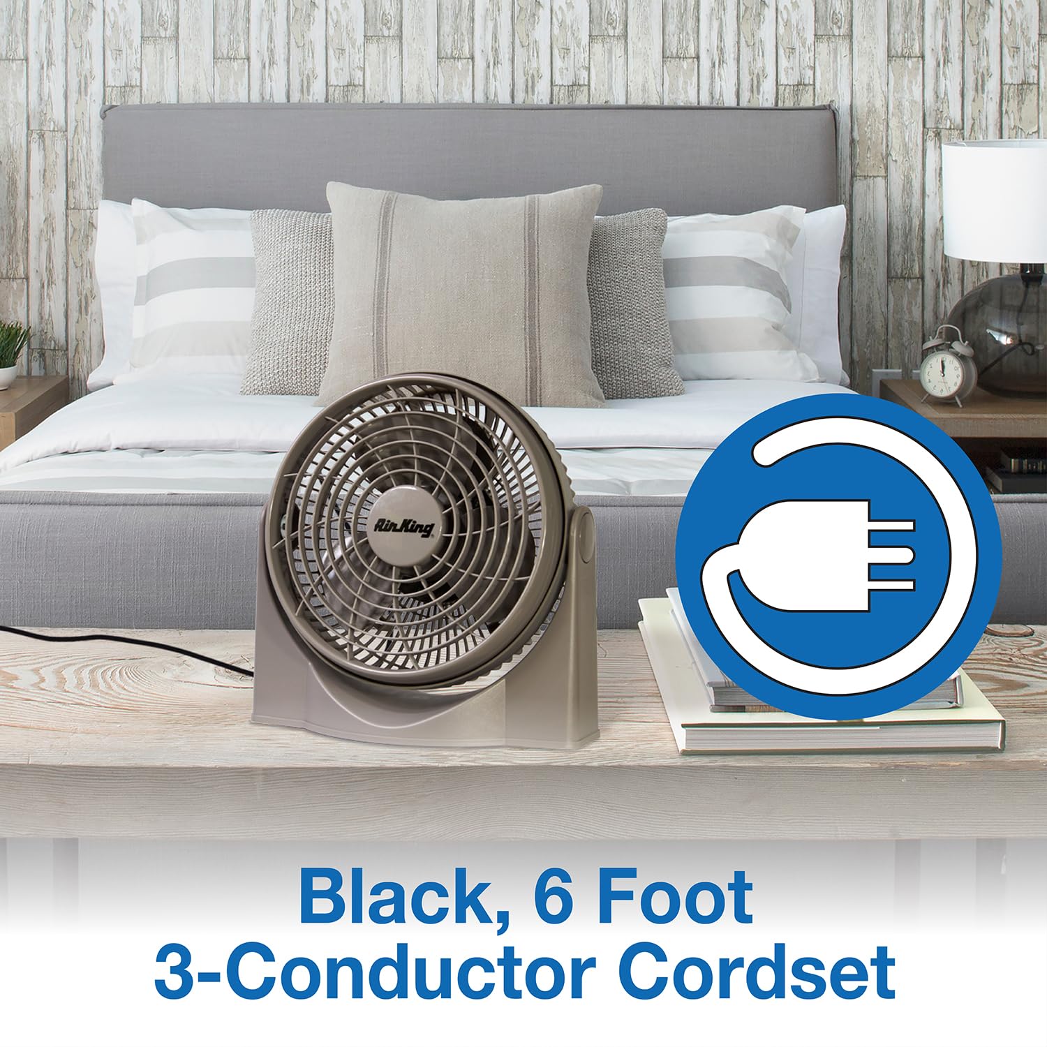 Air King 9530 9-Inch 3-Speed High Performance Pivot Fan, gray