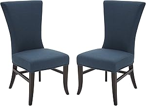 Amazon Brand – Stone & Beam Reinhart Classic Upholstered Dining Chair, 39"H, Set of 2, Cadet Blue